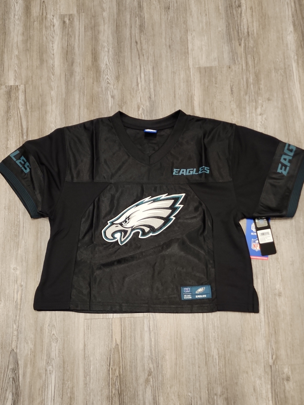 NFL Philadelphia Eagles Black & Midnight Green Crop Jersey Top